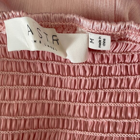 ASTR The Label Women's Babydoll Mini Dress Medium Pink Satin Coquette Holiday - Picture 5 of 7